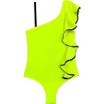Deep Beach Sutaşı Detaylı Kız Çocuk Mayo DB200740CM - 7 - 8 Yaş - Neon Sarı