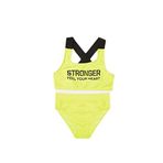 Deep Beach Yazı Baskılı Kız Çocuk Bikini Takım DB200773BT - 9 - 10 Yaş - Neon Sarı
