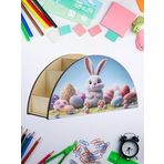 Deep Creations Çocuklar İçin Ahşap Masa Düzenleyici Organizer Masa Üstü Kalemlik & Organizer- Tavşan