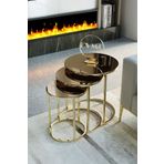 Deepport Liv Aks 3'Lü Gold Zigon Sehpa (Bronz Aynalı)