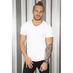 Deepsea 1801165 Dar Kesim Beyaz Erkek T-shirt