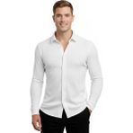 Deepsea Beyaz Slim Fit Örme Kumaş Likralı Erkek Gömlek – Nefes Alan Esnek ve Modern Tasarım 2602604 - XL