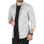 Deepsea Erkek Açık Gri Büyük Beden Seçenekli Likralı Gabardin Spor Gömlek – Dar Kalıp Çıt Çıt Kapamalı 2500423 - 2XL
