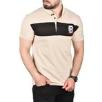 DeepSEA Erkek Bej Slim Fit Nefes Alan Pamuklu Kumaş Dar Kesim Kıvrılmaz Yaka Polo Yaka Tişört 2503019