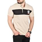 DeepSEA Erkek Bej Slim Fit Nefes Alan Pamuklu Kumaş Kıvrılmaz Yaka Polo Yaka Tişört 2503019