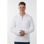 DeepSEA Erkek Beyaz Slim Fit Polo Yaka Triko Kazak - Yumuşak Dokulu Esnek ve Şık Görünüm 2605305