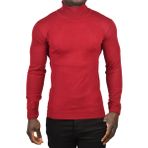 DeepSEA Erkek Bordo Tam Balıkçı Yaka Yanları Desenli Slim Fit Boğazlı Triko Kazak 2505495