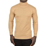 DeepSEA Erkek Camel Zigzag Desenli Tam Balıkçı Yaka Dar Kesim Boğazlı Triko Kazak 2505497
