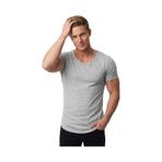 Deepsea Erkek Gri Geniş Yaka Likralı Tişört Oval Yaka Slim Fit Eteği Oval Açık Yaka T-shirt 1801199 Gri