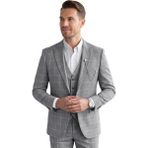Deepsea Erkek Gri Slim Fit 3’lü Takım Elbise – Yelekli Ekose Desenli Çift Düğme Takım Elbise 2600501 - 6 Drop - 56