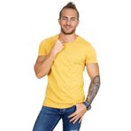DeepSEA Erkek Hardal Sarısı Sıfır Yaka Slim Fit Basic Tişört 1801131