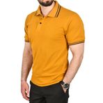 DeepSEA Erkek Hardal Sarısı Slim Fit Pamuklu Kumaş Polo Yaka Tişört Nefes Alan Dar Kesim Kıvrılmaz Yaka Tişö