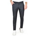DeepSEA Erkek Koyu Lacivert Kendinden Desenli Slim Fit Likralı Keten Pantolon 2502310