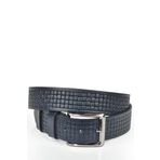 DeepSEA Erkek Lacivert Kare Desenli Hakiki Deri Kot Kemeri Orjinal Deri 4 cm Spor Kemer 2402620