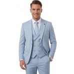 DeepSEA Erkek Premium Collection Slim Fit Likralı 3’lü Takım Elbise – Kruvaze Yelekli İtalyan Kesim 2600342