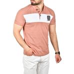 DeepSEA Erkek Pudra Slim Fit Nefes Alan Pamuklu Kumaş Dar Kesim Kıvrılmaz Yaka Polo Yaka Tişört 2503019