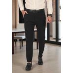 DeepSEA Erkek Siyah İtalyan Kesim Tüylenmez Likralı Spor Pantolon Esnek Kumaş Bilek Boy Boru Paça Klasik Pantolon 2502005