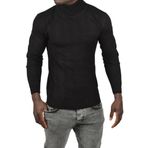 DeepSEA Erkek Siyah Slim Fit Baklava Desenli Tam Balıkçı Yaka Boğazlı Triko Balıkçı Yaka Kazak 2505507