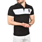 DeepSEA Erkek Siyah Slim Fit Nefes Alan Pamuklu Kumaş Dar Kesim Kıvrılmaz Yaka Polo Yaka Tişört 2503019
