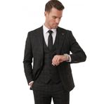 DeepSEA Erkek Slim Fit 3’lü Takım Elbise – Kareli Ekose Desenli Yelekli Şık Takım 2600517