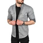 DeepSEA Erkek Slim Fit Pamuklu Çift Cepli Kot Gömlek Çıtçıtlı Uzun Kollu Spor Gömlek 2502503