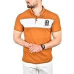 DeepSEA Erkek Taba Slim Fit Nefes Alan Pamuklu Kumaş Dar Kesim Kıvrılmaz Yaka Polo Yaka Tişört 2503019