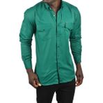 Deepsea Erkek Yeşil Slim Fit Dar Kesim Pamuklu Spor Gömlek Çıtçıtlı Likralı Gabardin Gömlek 2300421