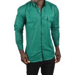 Deepsea Erkek Yeşil Slim Fit Dar Kesim Pamuklu Spor Gömlek Çıtçıtlı Likralı Gabardin Gömlek 2300421