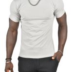DeepSEA Erkek/Unisex Slim Fit Dar Kesim Bisiklet Yaka Pamuklu Likralı Basic Tişört 1801131