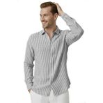 Deepsea Gri Slim Fit %100 Pamuk Çizgili Erkek Gömlek – Cepli Yazlık Yeni Sezon Gömlek 2602627
