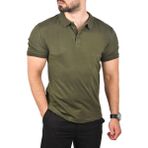 DeepSEA Haki Büyük Beden Polo Yaka Tişört Nefes Alan Pamuklu Kumaş Battal Beden Erkek Tişört 2504349 - 3XL