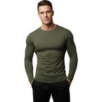 DeepSEA Haki Dar Kalıp Likralı %90 Pamuk Erkek Sweatshirt – Vücuda Oturan İnce Penye Sweat 2300423