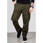 DeepSEA Haki Geniş Kesim Gabardin Kargo Pantolon – Likralı Outdoor Stil Çok Cepli Erkek Pantolon 1705421