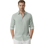 Deepsea Haki Slim Fit %100 Pamuk Çizgili Erkek Gömlek – Cepli Yazlık Yeni Sezon Gömlek 2602627 - 2XL