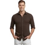 Deepsea Kahve Slim Fit Örme Kumaş Likralı Erkek Gömlek – Nefes Alan Esnek ve Modern Tasarım 2602604 - XL