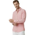 Deepsea Kırmızı Slim Fit %100 Pamuk Çizgili Erkek Gömlek – Cepli Yazlık Yeni Sezon Gömlek 2602627 - XL