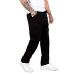 DeepSEA Siyah Geniş Kesim Gabardin Kargo Pantolon – Likralı Outdoor Stil Çok Cepli Erkek Pantolon 1705421