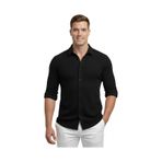 Deepsea Siyah Slim Fit Örme Kumaş Likralı Erkek Gömlek Nefes Alan Esnek Ve Modern Tasarım 2602604 Siyah