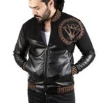 DeepSEA Taş İşlemeli Erkek Suni Deri Mont/Ceket – Kolej Yaka • Ribanalı • Şık & Sportif Ceket 2300403