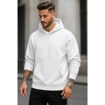 DEEPSENCE Erkek Beyaz Oversize Kapüşonlu Sweatshirt