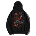 DEEPSENCE Erkek Siyah Kapüşonlu Sweatshirt WHISKEY Sırt Baskılı