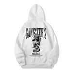 DEEPSENCE Unisex Beyaz Kapüşonlu Sweatshirt GANGSTERS Sırt Baskılı