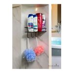 Deer Home Paslanmaz Siyah Kendinden Yapışkanlı Banyo Düzenleyici Şampuan Duş Jeli Banyo Lif Askılı Raf