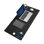 Deer Pu Deri Mouse Pad Dikişli Kenar Dayanıklı Büyük Boy 90X40 cm Siyah Ofis Masa Matı - standart