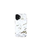 Deercase iPhone 16 Plus Premium Beyaz Mermer Altın Sarısı Desenli Kamera Korumalı Darbe Emici Magsafe Uyumlu Telefon Kılıfı