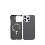 Deercase iPhone 16 Pro Gri Premium Karbon Fiber Darbe Emici Lüks Kamera Korumalı Magsafe Uyumlu Telefon Kılıfı