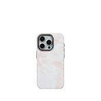 Deercase iPhone 16 Pro Pembe Premium Beyaz Mermer Kamera Korumalı Darbe Emici Magsafe Uyumlu Telefon Kılıfı