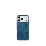 Deercase iPhone 17 Pro Max Mavi Premium Vintage Dokulu Darbe Emici Kamera Korumalı Magsafe Uyumlu Beyaz Telefon Kılıfı
