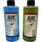 Deerpa Point Care Kandil Yağı Kokusuz Dumansız Iç Mekan Gaz Lambası Yakıtı 400 ml 2'li Set - Mavi - Yeşil