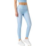 DEEWISH Tayt kadın Push Up tayt spor pantolonu ekose desenli opak, spor salonu, yoga için, Mavi, S